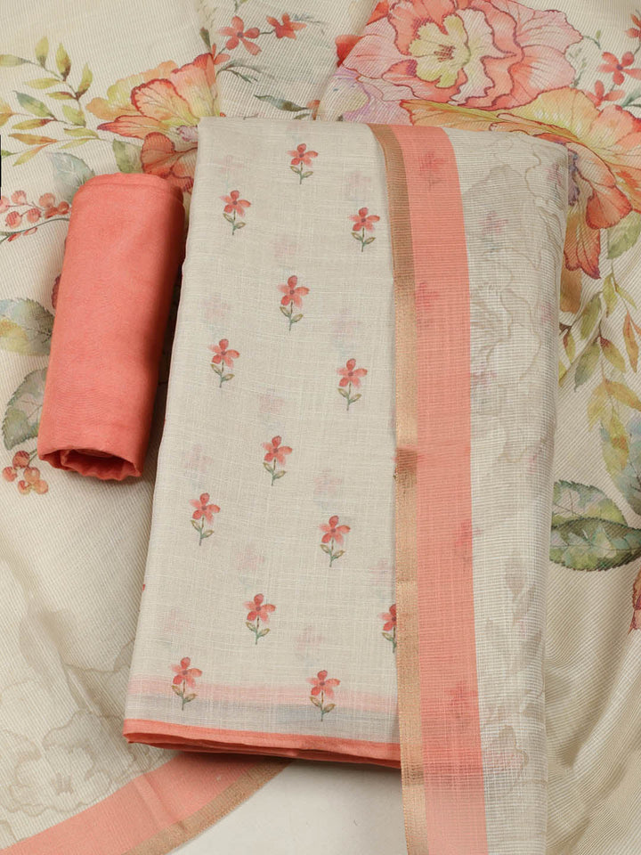 Printed Tissue Unstitched Suit With Pant &amp; Dupatta