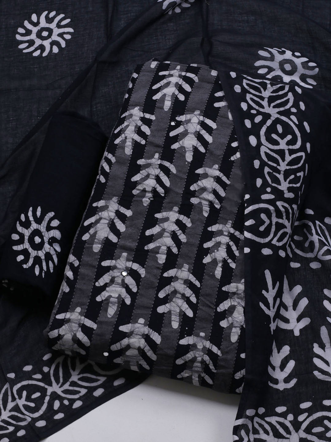 Printed Cotton Blend Unstitched Suit With Dupatta
