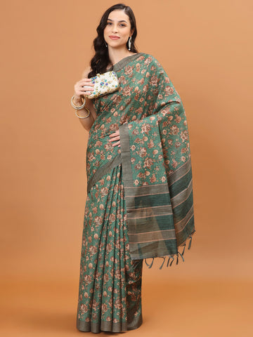 Digital Floral Printed Handloom Saree