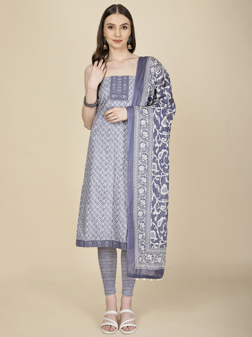 Neck Patti Printed Cotton Unstitched Suit Piece With Dupatta