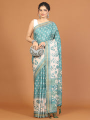 Digital Printed Tussar Woven Saree