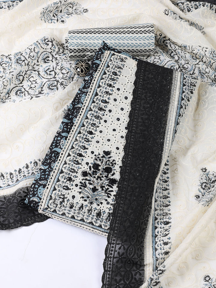 Neck Patti Cotton BlendUnstitched Suit Dupatta