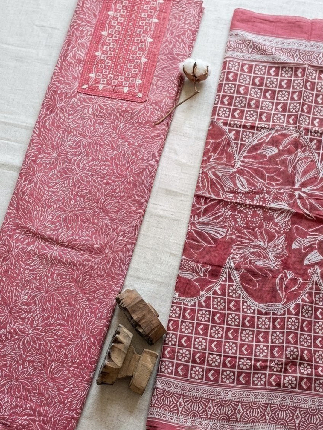 Embroidered Cotton Blend Unstitched Suit With Pant &amp; Dupatta