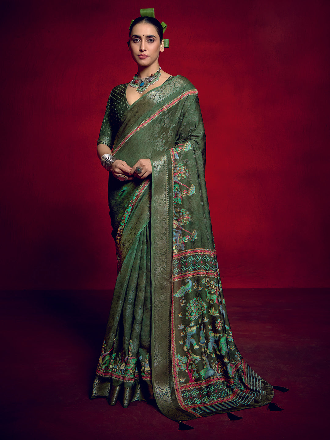 Abstract Printed Art Silk Saree