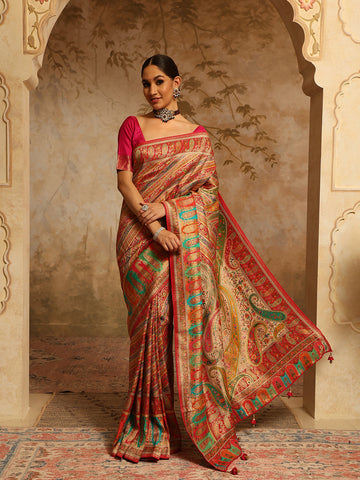 Zari Jaal Rangkat Dola Handloom Woven Saree