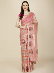 Abstract Printed Woven Cotton Saree