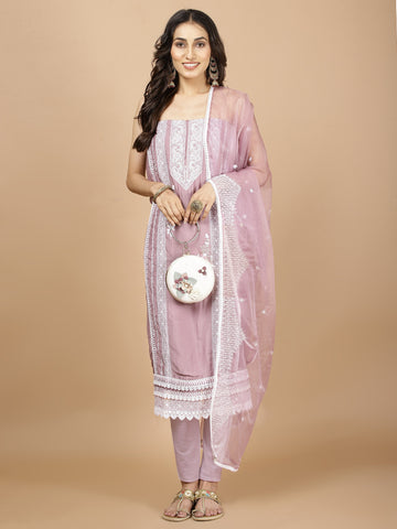 Neck Embroidered Muslin Unstitched Suit Piece With Dupatta