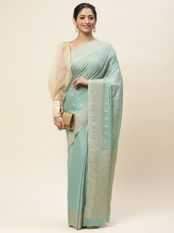 Zari Border Booti Chiffon Woven Saree