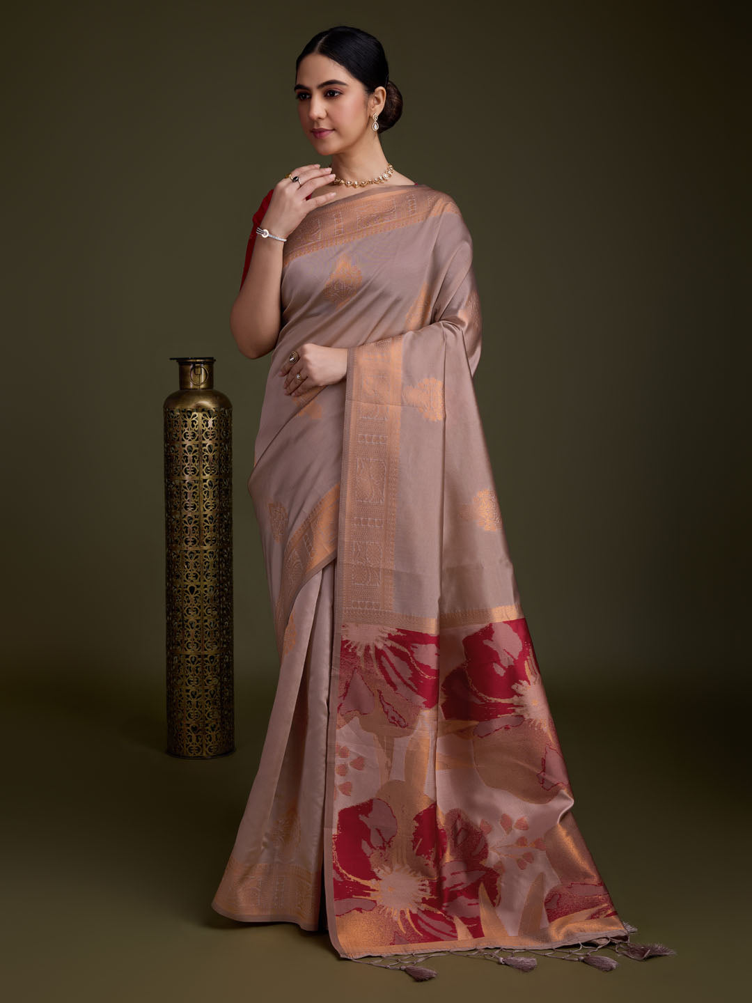 Woven Design Art Silk Onion Pink Saree