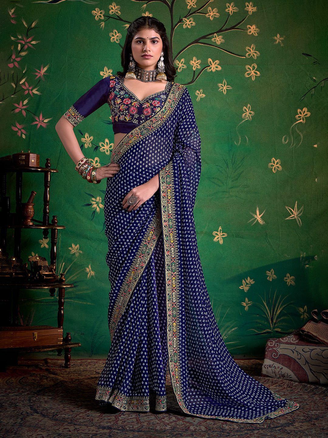 Bandhani Printed Georgette Saree