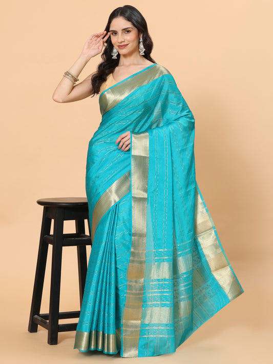 Plain Zari Border Organza Saree