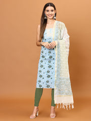 Printed Cotton Unstitched Suit With Dupatta