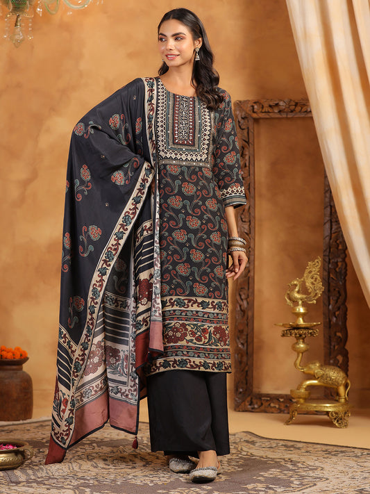 Printed Muslin Kurta With Pants & Dupatta