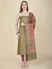 Patola Printed Cotton Unstitched Suit Piece With Dupatta