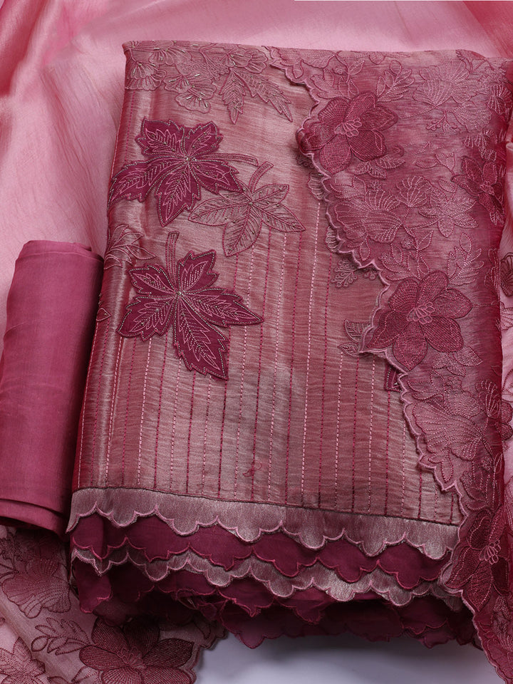 Embroidered Tissue Unstitched Suit With Dupatta
