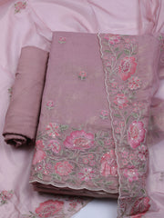 Embroidered Organza Unstitched Suit With Dupatta
