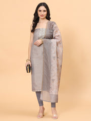 Neck Embroided Cotton Blend Unstitched Suit With Dupatta