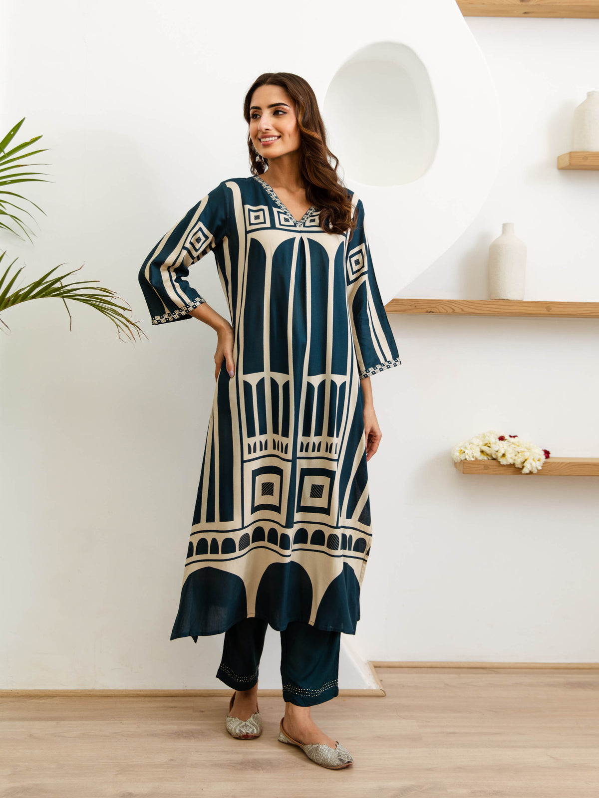 Printed Cotton Kurta With Pants