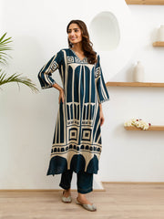 Printed Cotton Kurti With Pants