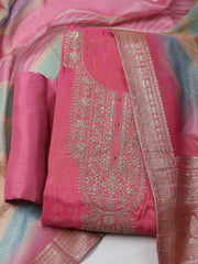 Embroidered Tissue Unstitched Kurta With Pant & Dupatta