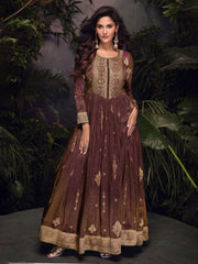 Embroidered Art Silk Suit With Pant & Dupatta