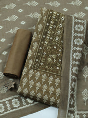 Printed Cotton Blend Unstitched Suit With Pant & Dupatta