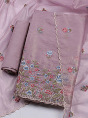 Embroidered Organza Unstitched Suit With Dupatta