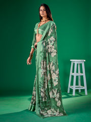 Digital Floral Print Chiffon Saree