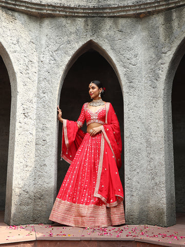 Banarsi Weave Georgette Choli With Lehenga & Dupatta