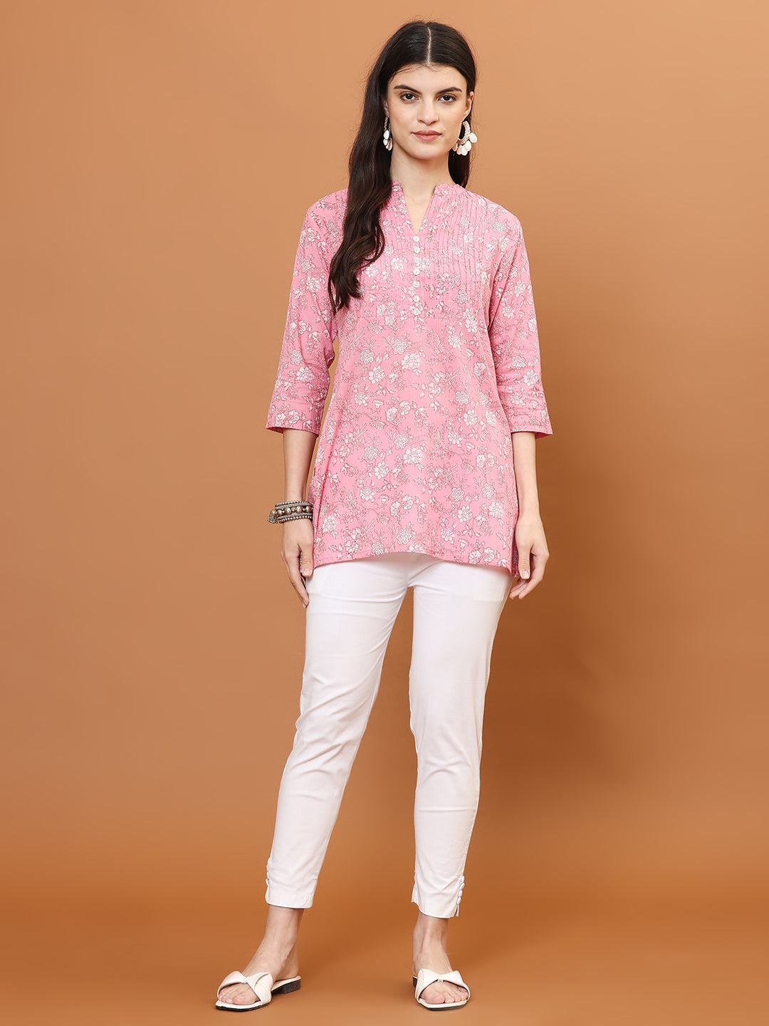 Printed Cotton Blend Short Kurti