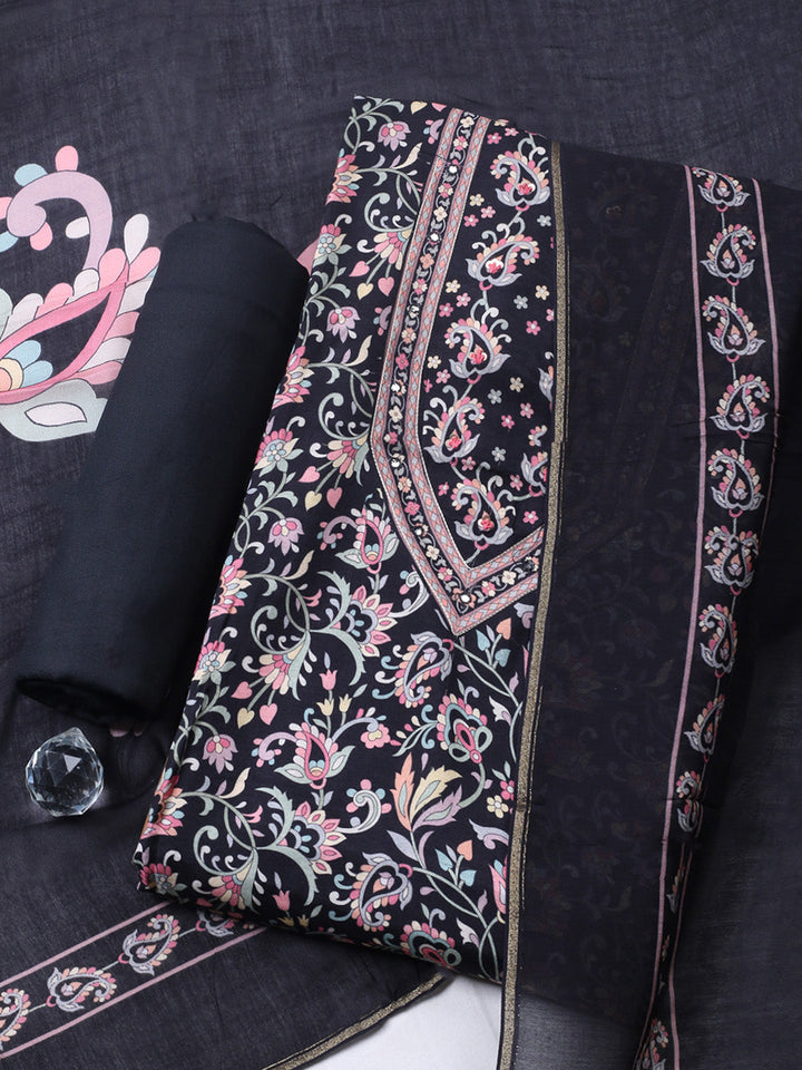 Printed Muslin Unstitched Suit With Pant &amp; Dupatta