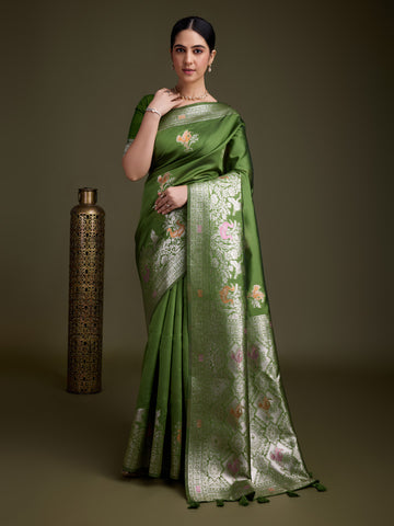 Zari Jaal Woven Art Silk Saree