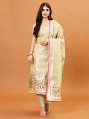 Woven Tissue Unstitched Suit Piece With Dupatta