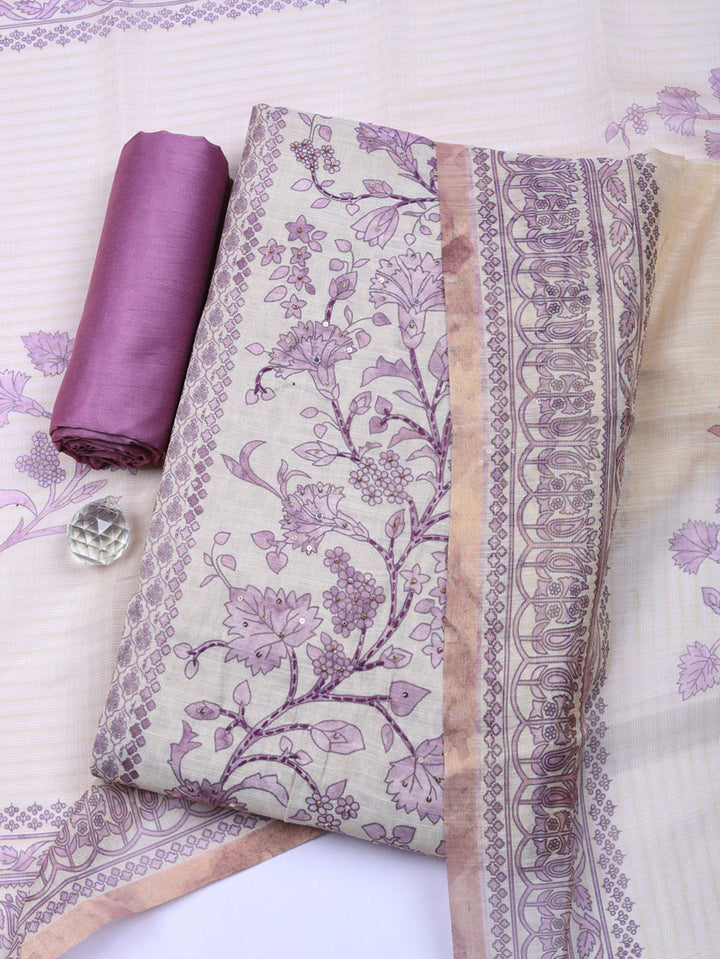 Embroidered Tissue Unstitched Suit With Pant &amp; Dupatta