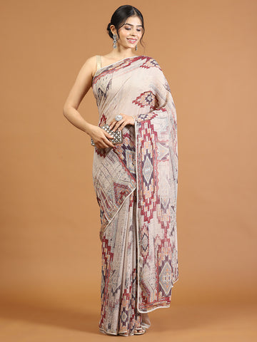 Printed & Stone Work Georgette Saree