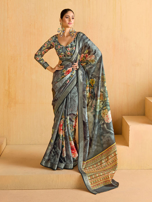 Digital Printed Art Silk Saree