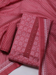 Printed Cotton Blend Unstitched Suit With Dupatta