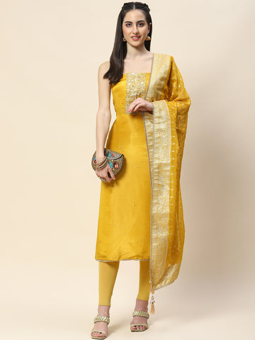 Woven Chanderi Unstitched Suit Piece With Dupatta