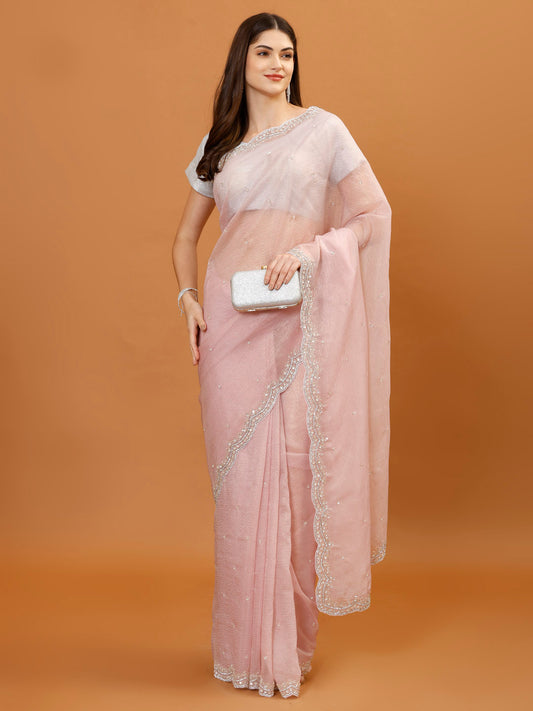 Sequence Embroidery Organza Saree