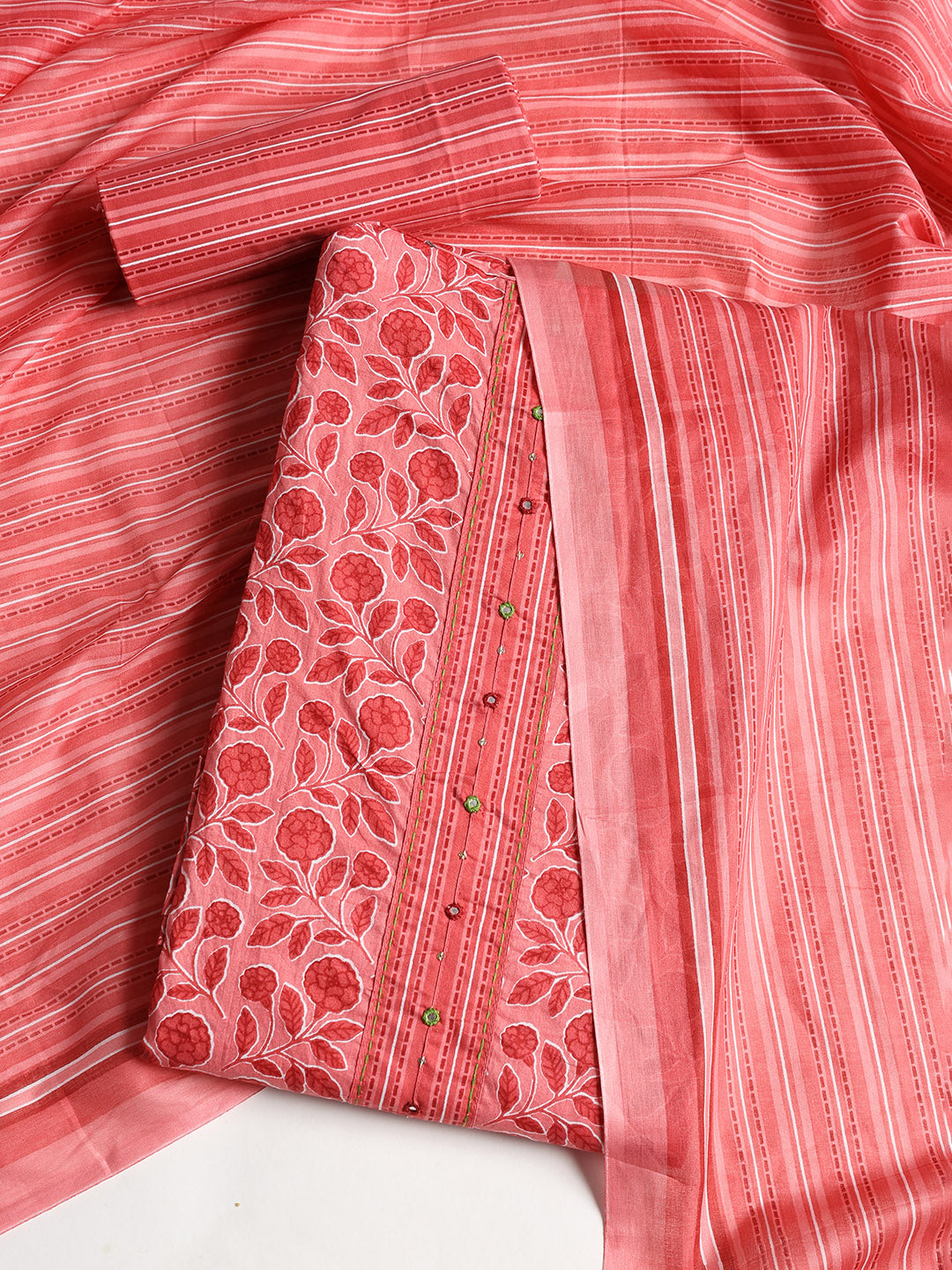 Printed Cotton Printed Unstitched Suit With Dupatta