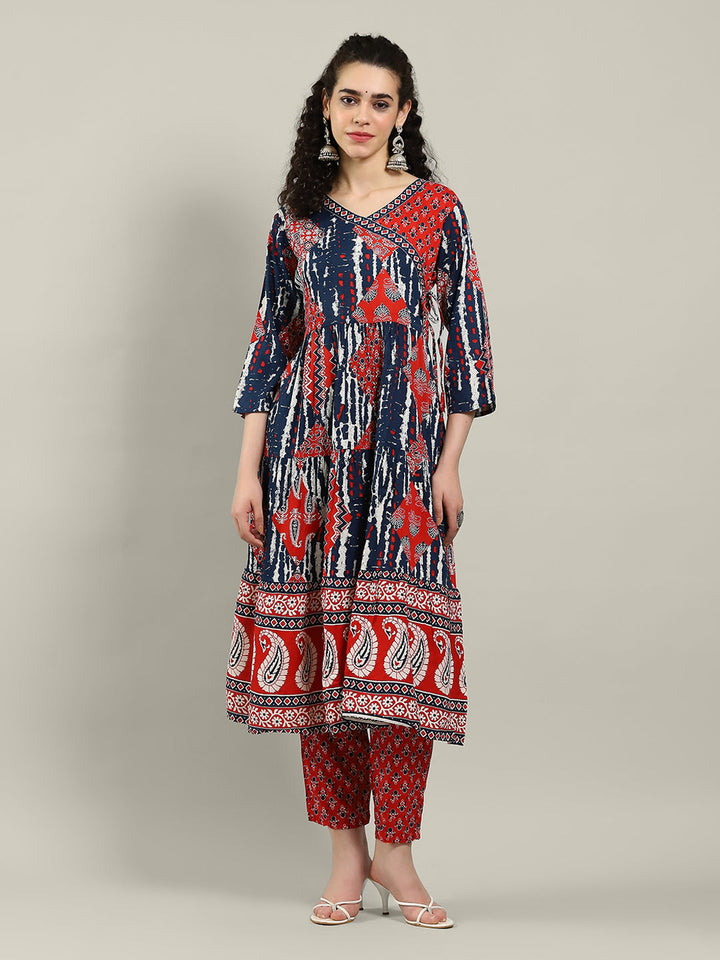 Printed Cotton Blend Kurta &amp; Pants