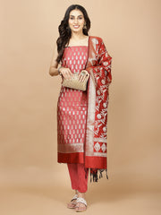 Woven Chanderi Unstitched Suit Piece With Dupatta