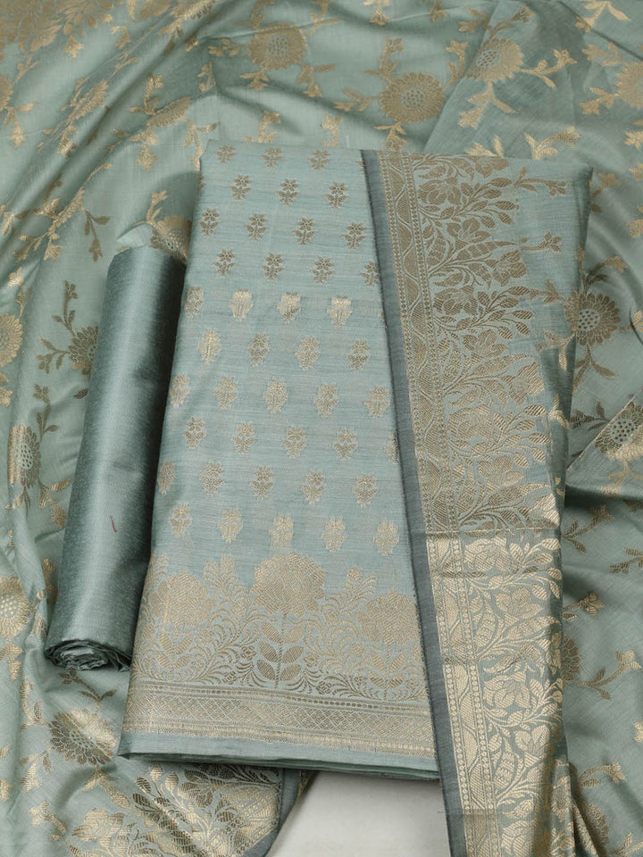 Woven Design Chanderi Unstitched Suit With Pant &amp; Dupatta