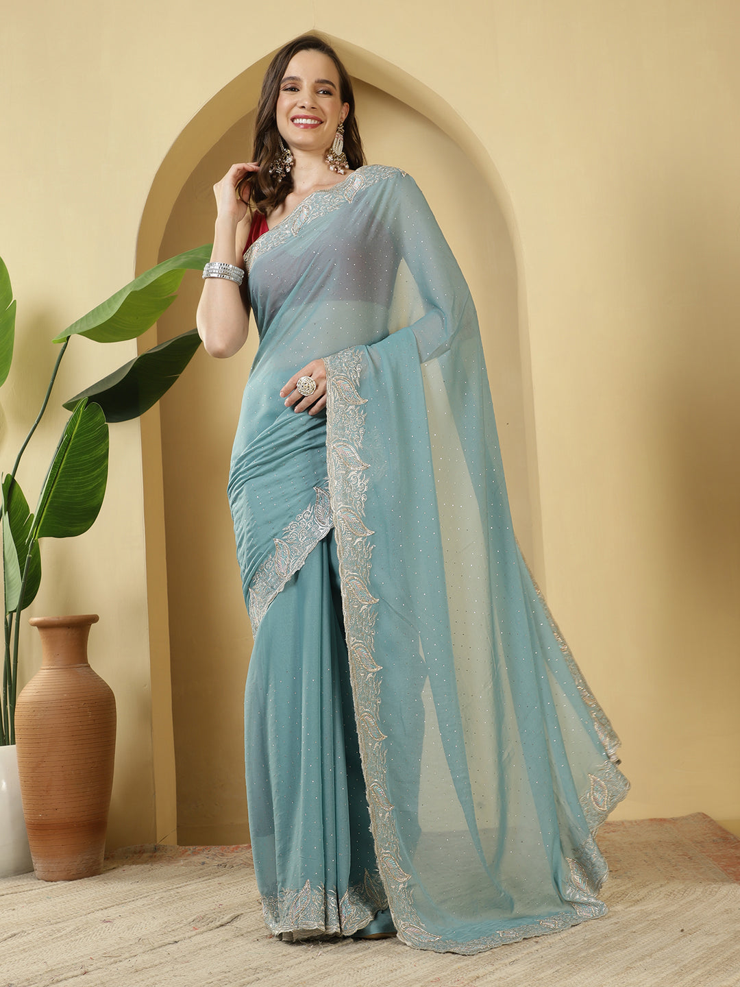 Sequence Work Georgette Saree