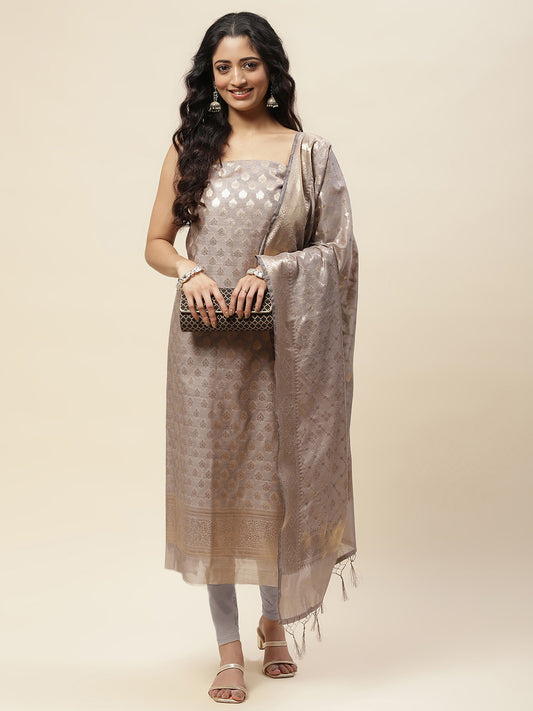 Woven Chanderi Unstitched Suit With Dupatta