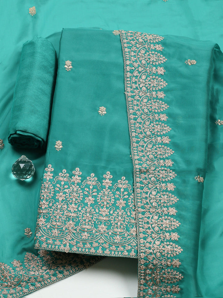 Woven Design Chanderi Unstitched Suit With Pant &amp; Dupatta