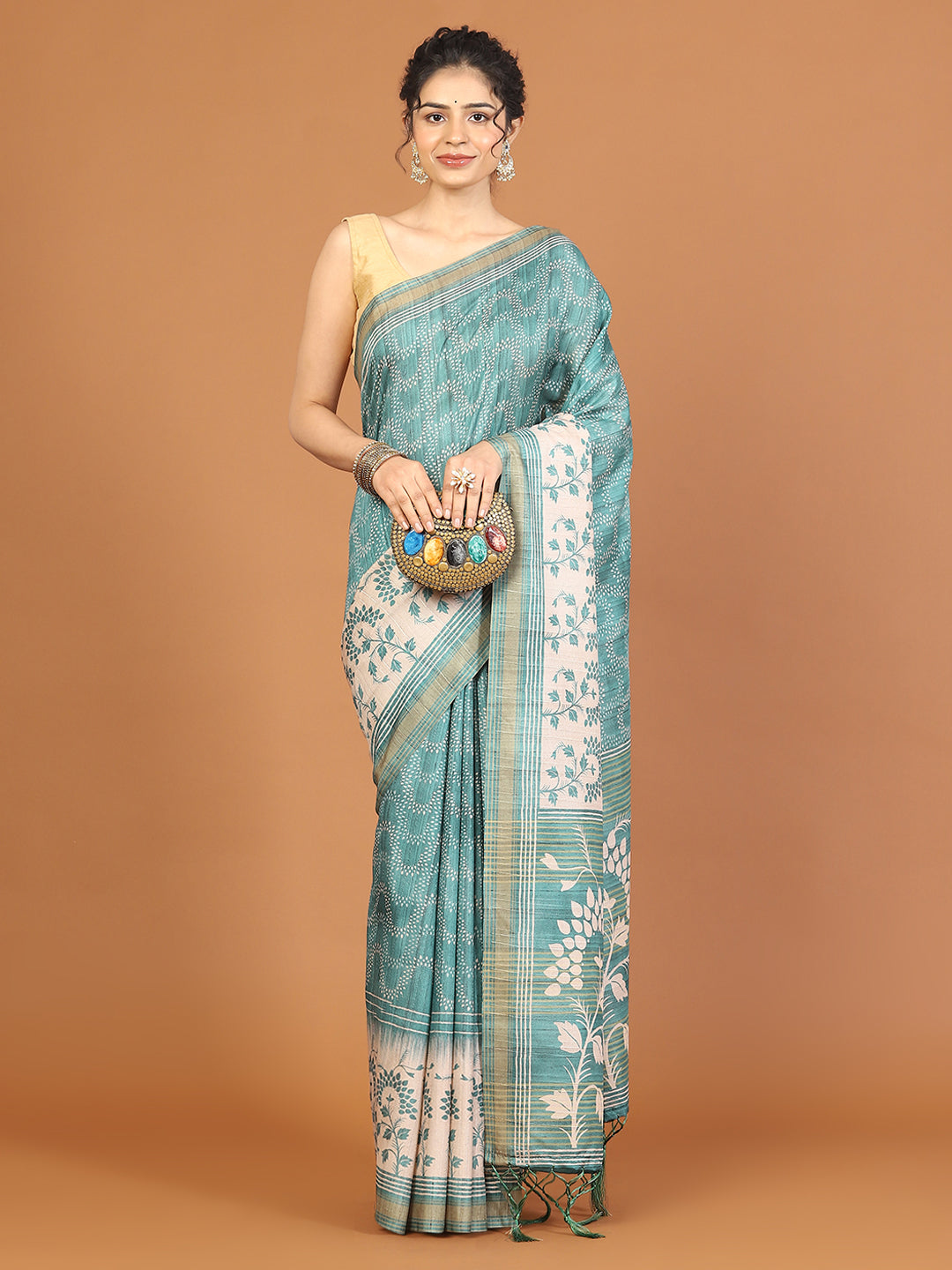 Digital Printed Tussar Woven Saree