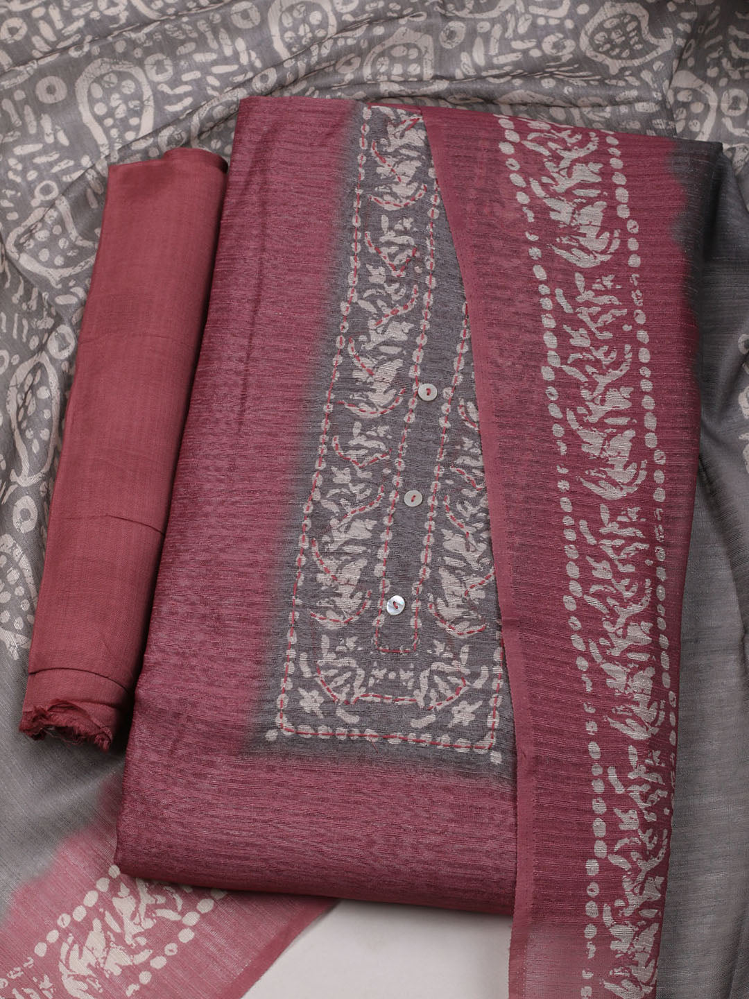 Printed Chanderi Unstitched Suit With Dupatta