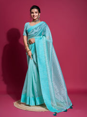 Zari Booti Woven Organza Woven Saree