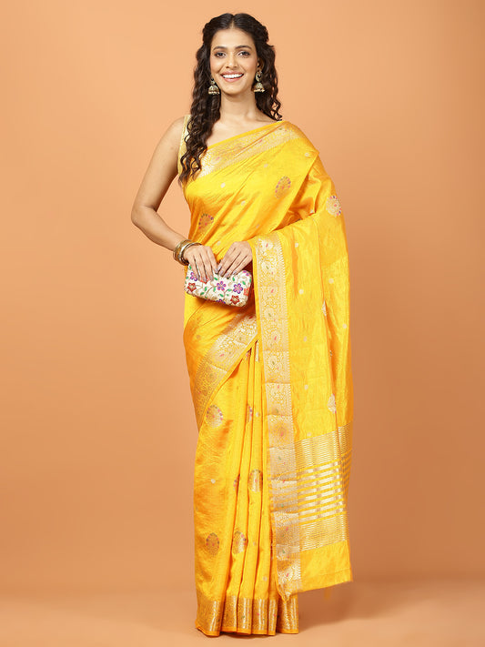 Plain Zari Border Art Silk Woven Saree